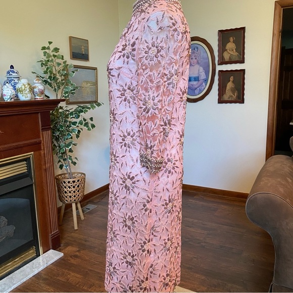 Valentina Ltd • 1960s Pink Beaded Cocktail Sheath • Vintage Mad Men Era • XS - Picture 5 of 10